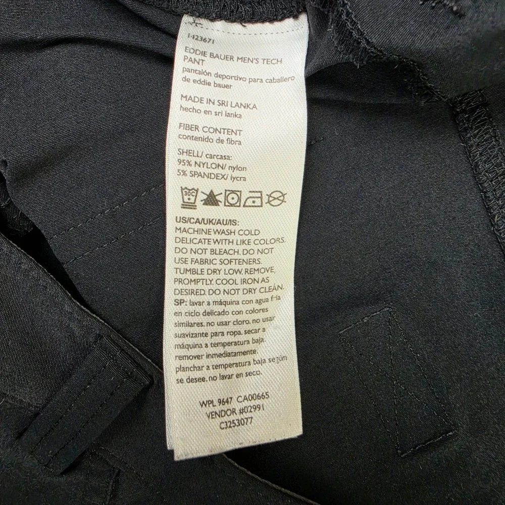 Eddie Bauer Tech Pants Men's 40x32 Stretch Hiking Outdoor Straight Leg Black